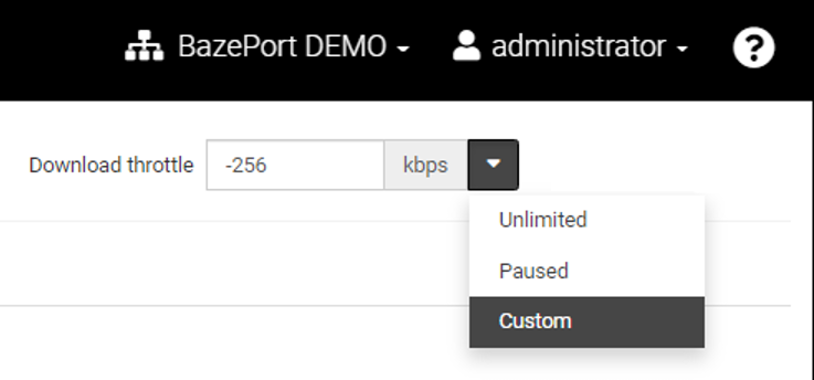 Auto throttle settings in BazePort